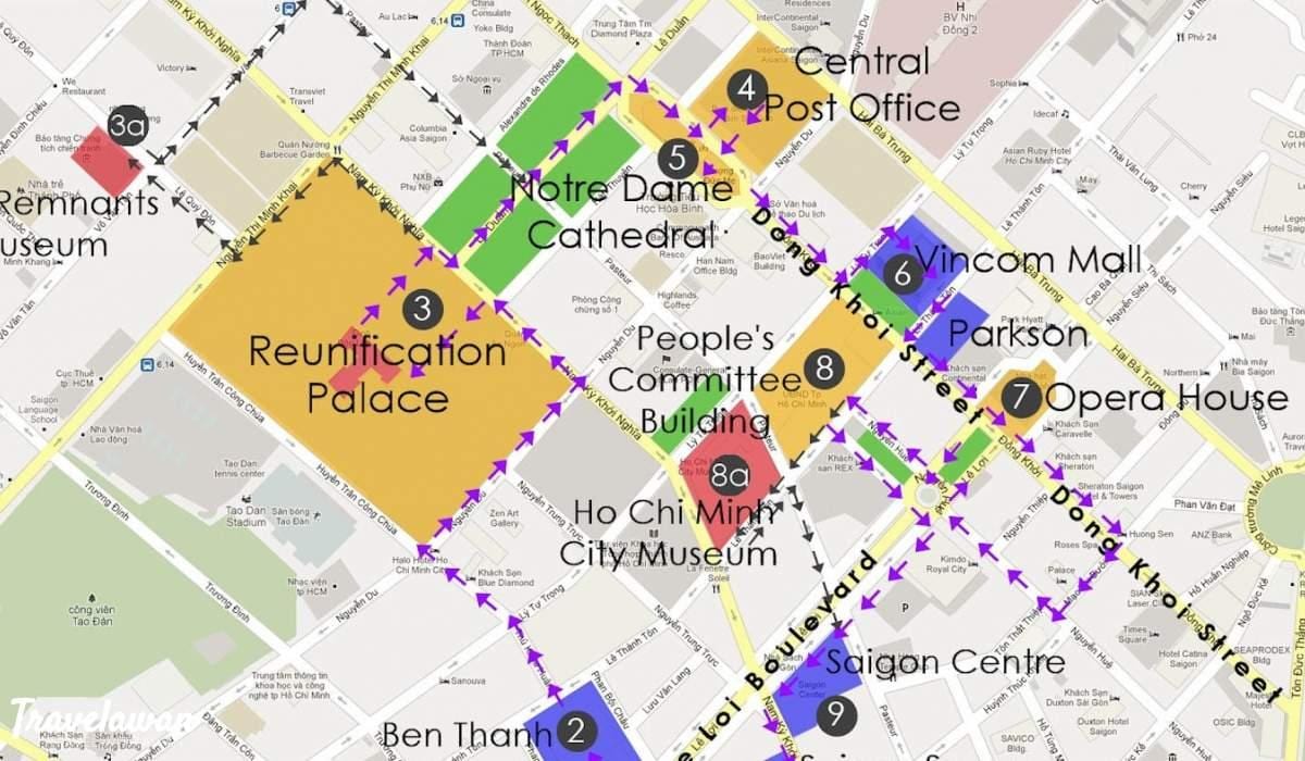 ho chi minh city walking tour map